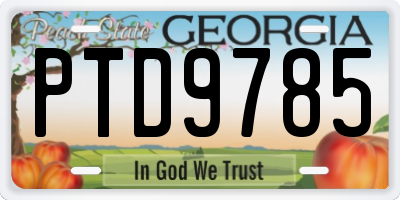 GA license plate PTD9785