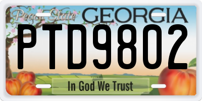 GA license plate PTD9802