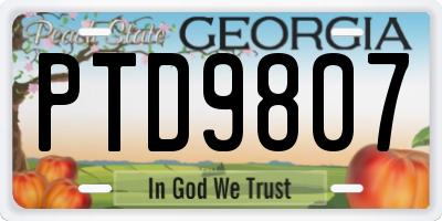 GA license plate PTD9807
