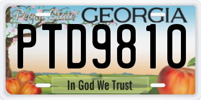 GA license plate PTD9810