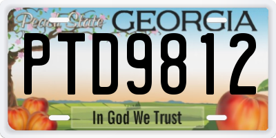 GA license plate PTD9812