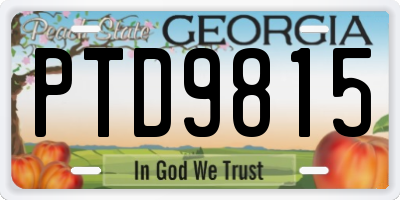 GA license plate PTD9815