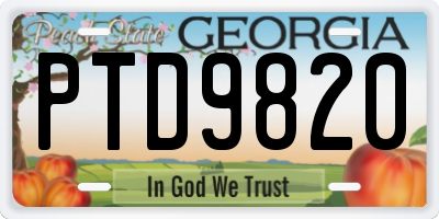 GA license plate PTD9820