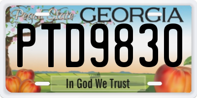 GA license plate PTD9830