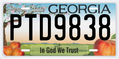 GA license plate PTD9838
