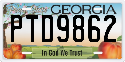 GA license plate PTD9862