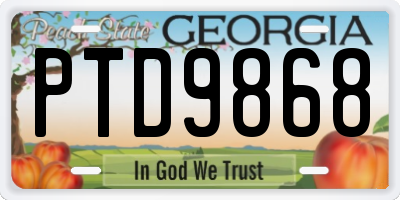 GA license plate PTD9868