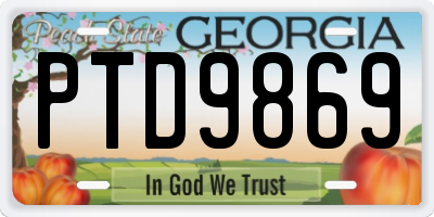 GA license plate PTD9869
