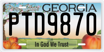 GA license plate PTD9870
