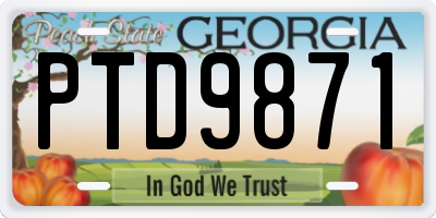 GA license plate PTD9871