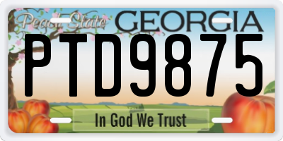 GA license plate PTD9875