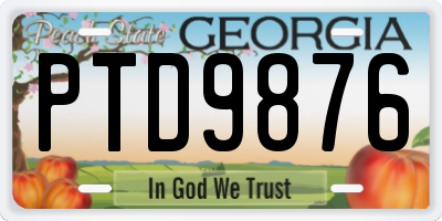 GA license plate PTD9876