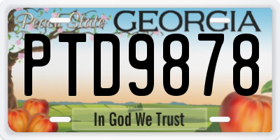GA license plate PTD9878