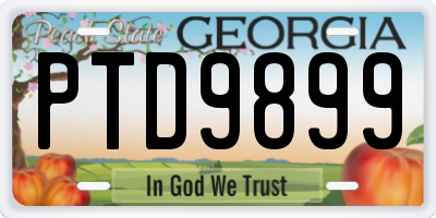 GA license plate PTD9899