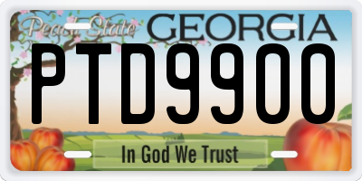 GA license plate PTD9900