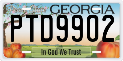 GA license plate PTD9902