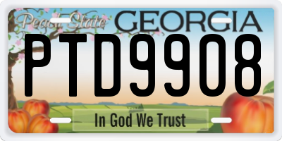GA license plate PTD9908