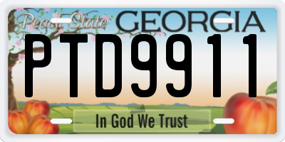 GA license plate PTD9911