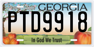 GA license plate PTD9918
