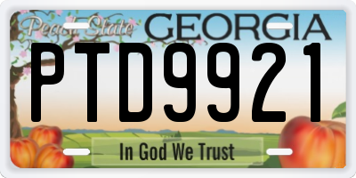 GA license plate PTD9921