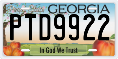 GA license plate PTD9922