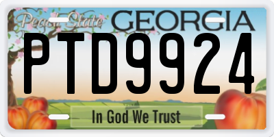 GA license plate PTD9924