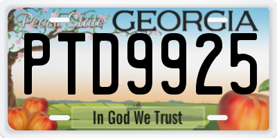 GA license plate PTD9925