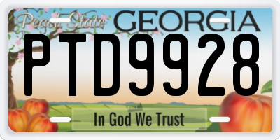 GA license plate PTD9928