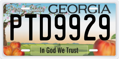 GA license plate PTD9929