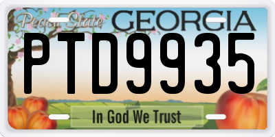 GA license plate PTD9935