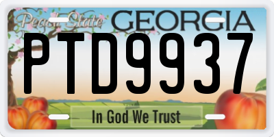 GA license plate PTD9937