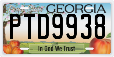 GA license plate PTD9938