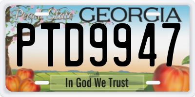 GA license plate PTD9947
