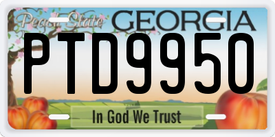 GA license plate PTD9950