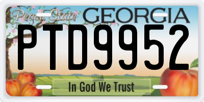 GA license plate PTD9952