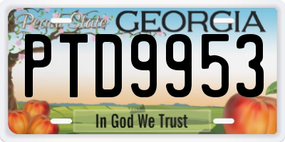 GA license plate PTD9953