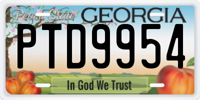 GA license plate PTD9954