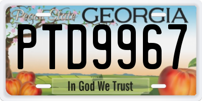 GA license plate PTD9967