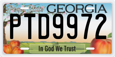 GA license plate PTD9972