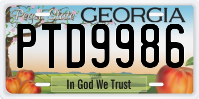GA license plate PTD9986