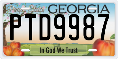 GA license plate PTD9987