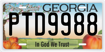 GA license plate PTD9988