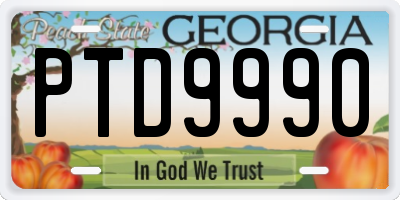 GA license plate PTD9990
