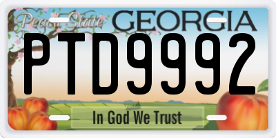 GA license plate PTD9992