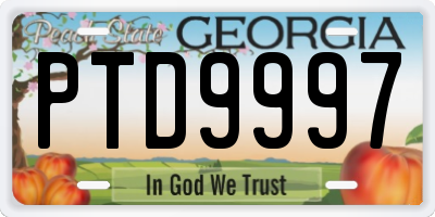 GA license plate PTD9997