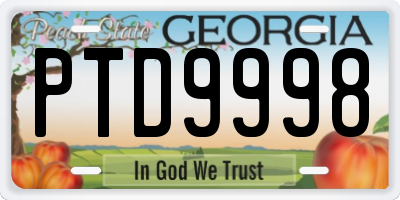 GA license plate PTD9998