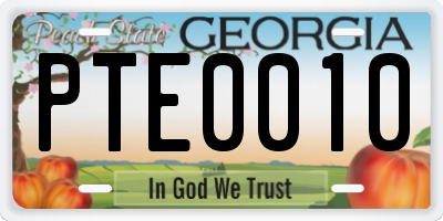 GA license plate PTE0010