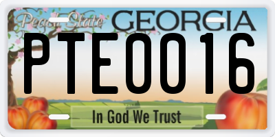 GA license plate PTE0016