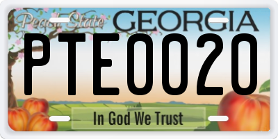 GA license plate PTE0020