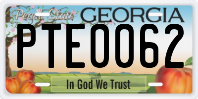 GA license plate PTE0062